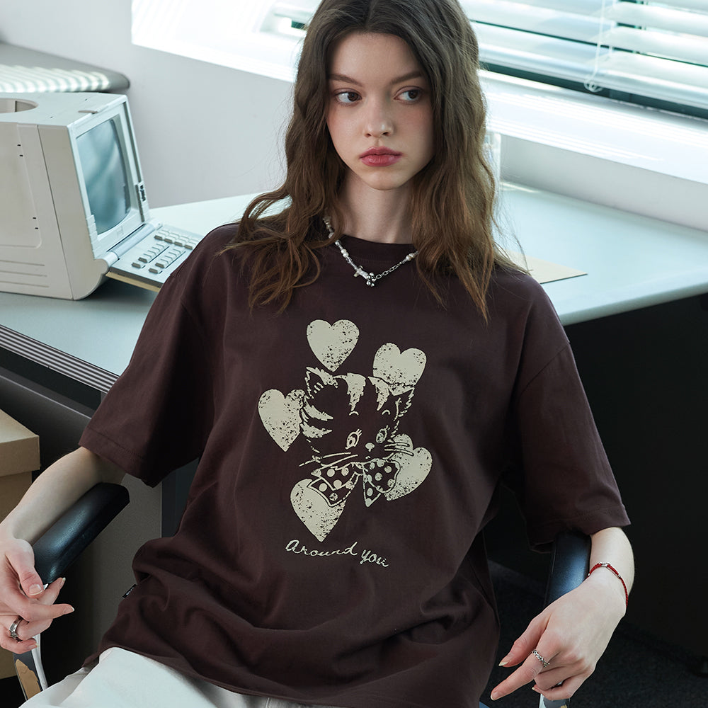 CPGN Heart Luna Short Sleeve T-Shirt Brown