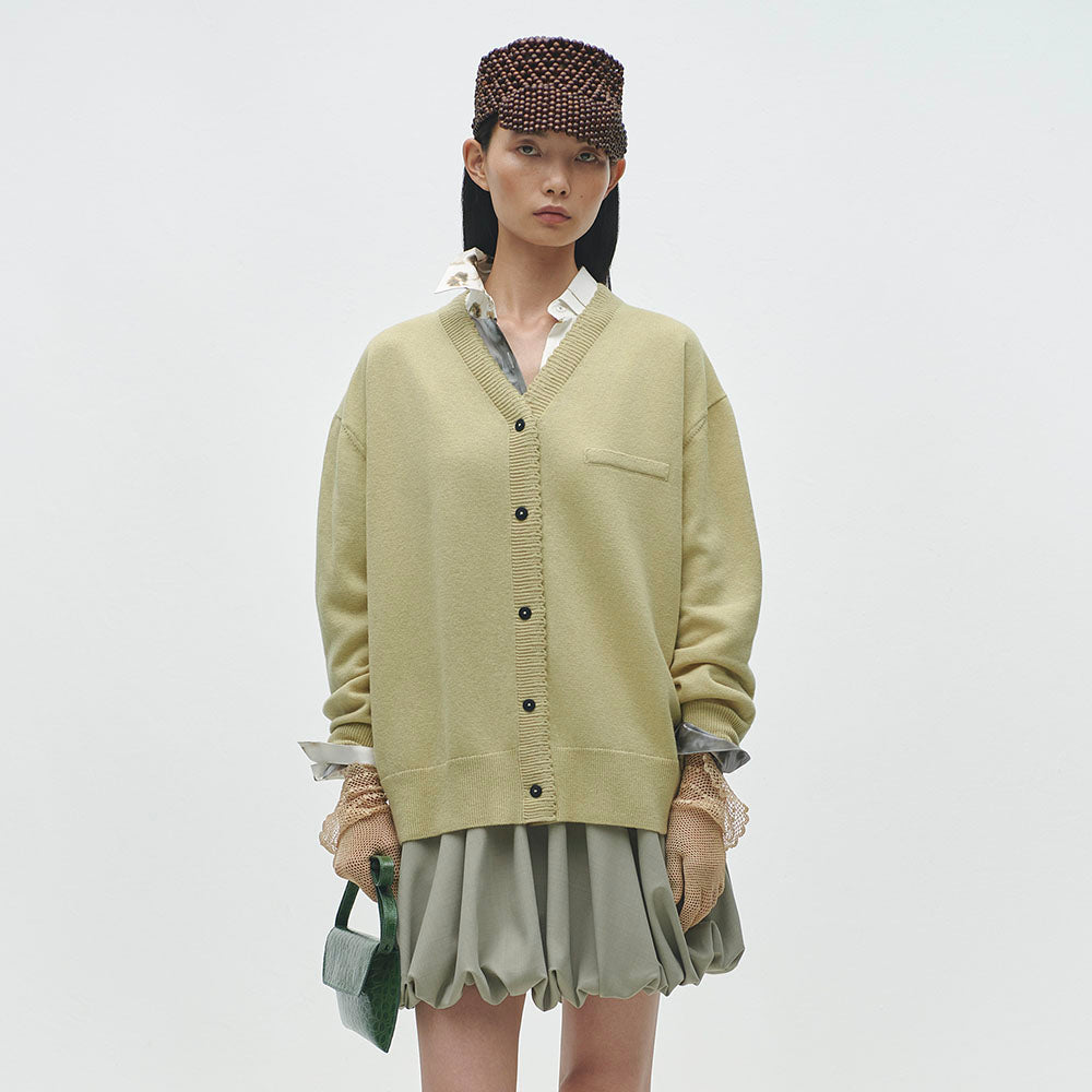 CORDERA (W) MERINO WOOL CLASSIC CARDIGAN (BUTTER)