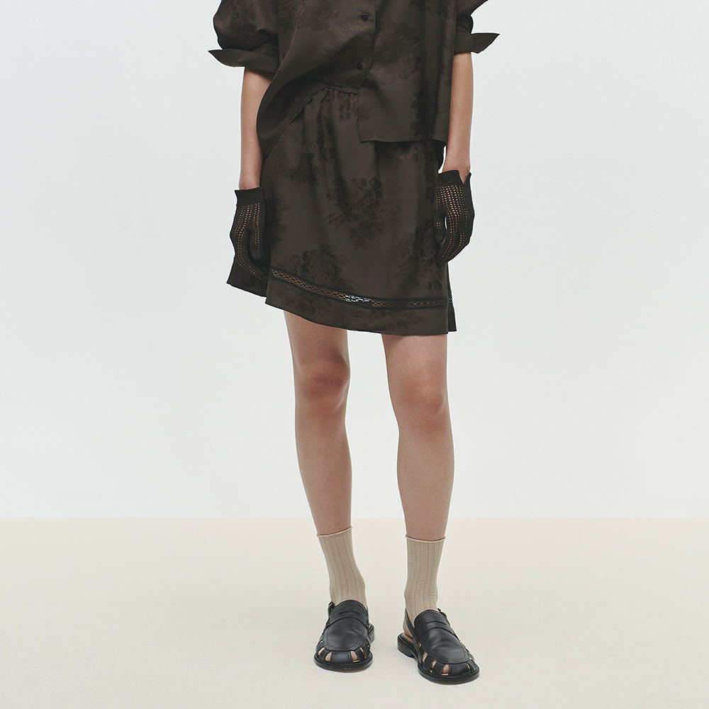 CORDERA (W) JACQUARD SKIRT PANTS (DARK BROWN)