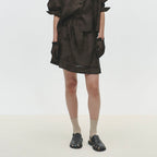 CORDERA (W) JACQUARD SKIRT PANTS (DARK BROWN)