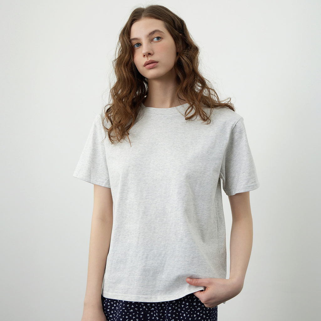 KOZNOK Gus round pure cotton women's short sleeve t-shirt inner layered (2 colors)