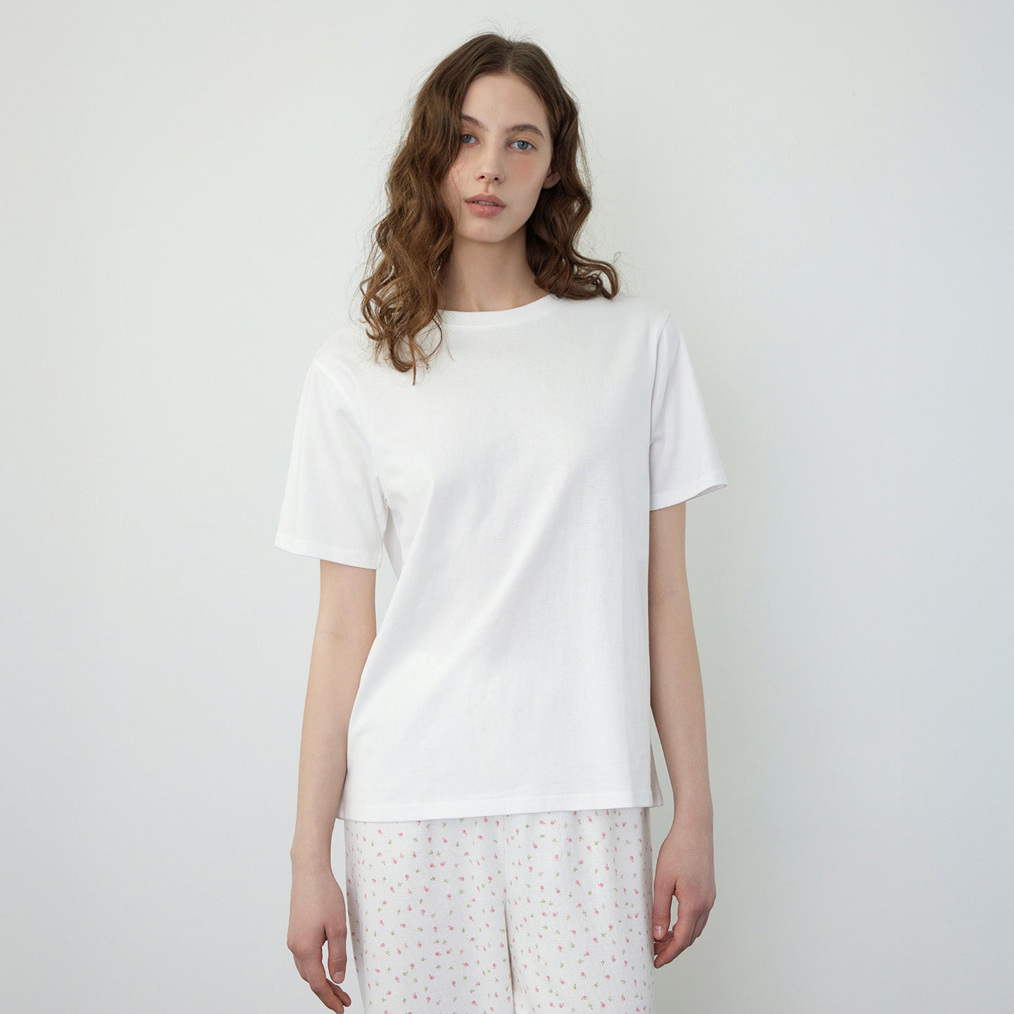 KOZNOK Gus round pure cotton women's short sleeve t-shirt inner layered (2 colors)