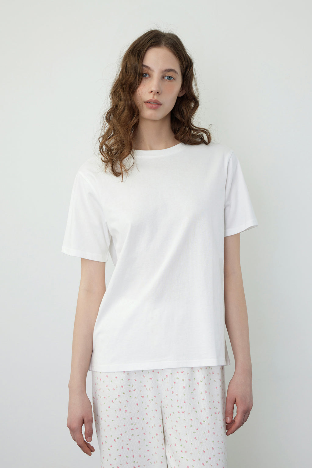 KOZNOK Gus round pure cotton women's short sleeve t-shirt inner layered (2 colors)