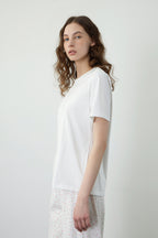 KOZNOK Gus round pure cotton women's short sleeve t-shirt inner layered (2 colors)