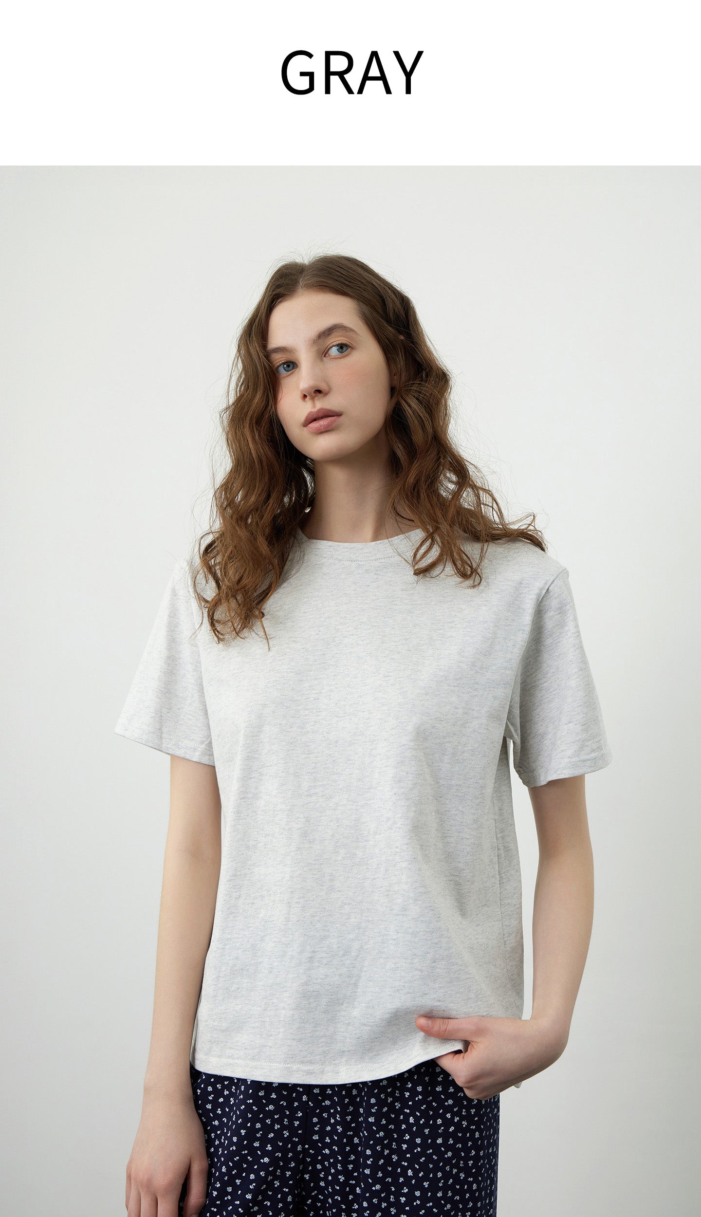 KOZNOK Gus round pure cotton women's short sleeve t-shirt inner layered (2 colors)