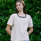 NONLOCAL Neckline Puff Sleeve T-shirt - Cream