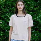 NONLOCAL Neckline Puff Sleeve T-shirt - Cream