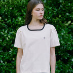 NONLOCAL Neckline Puff Sleeve T-shirt - Cream
