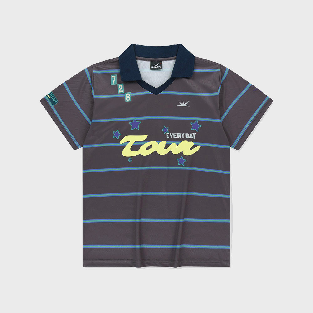 SUNLOVE Striped Tour Golf Jersey Charcoal