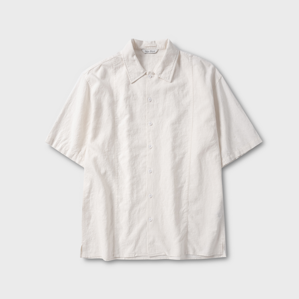 Non Blank Washed Linen HS Shirt_WHITE
