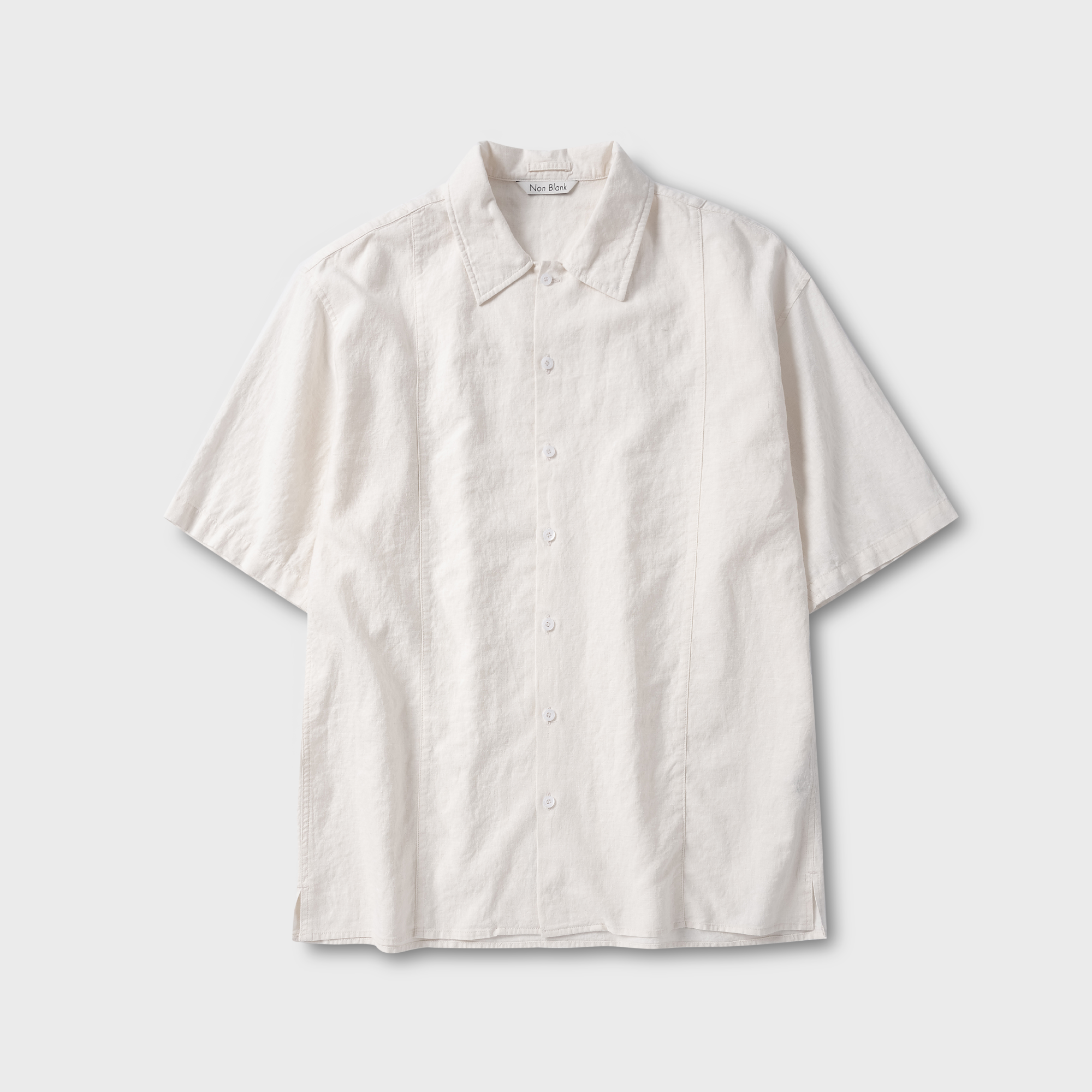 Non Blank Washed Linen HS Shirt_WHITE