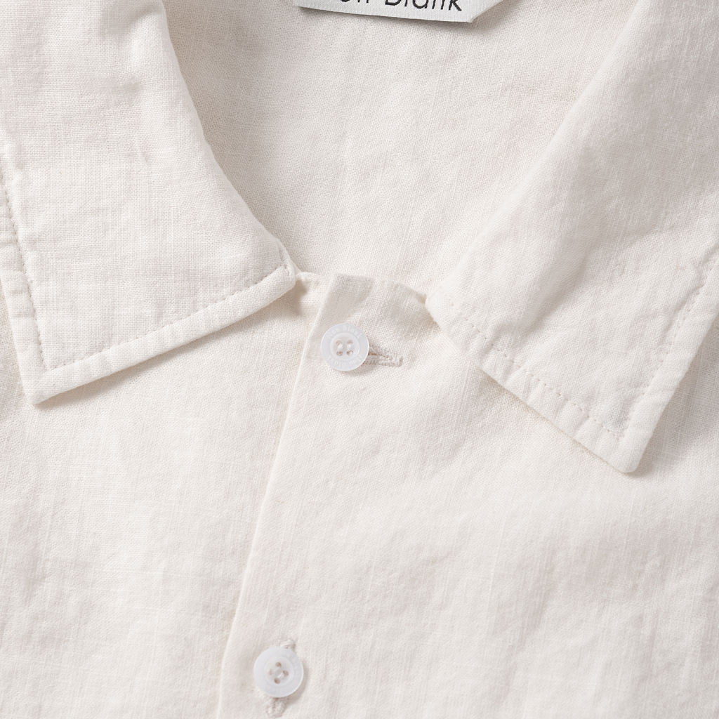 Non Blank Washed Linen HS Shirt_WHITE