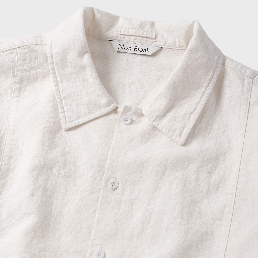 Non Blank Washed Linen HS Shirt_WHITE