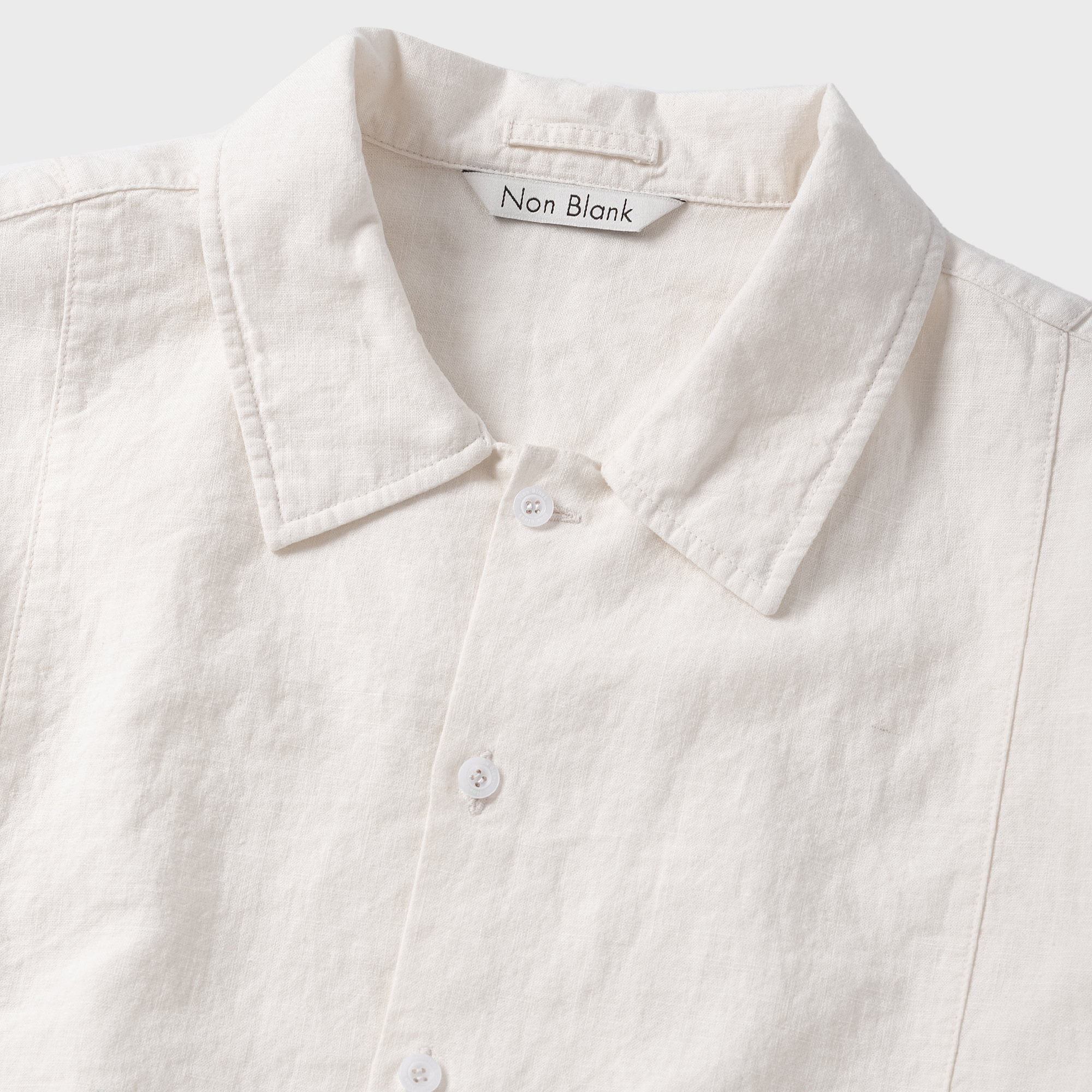 Non Blank Washed Linen HS Shirt_WHITE