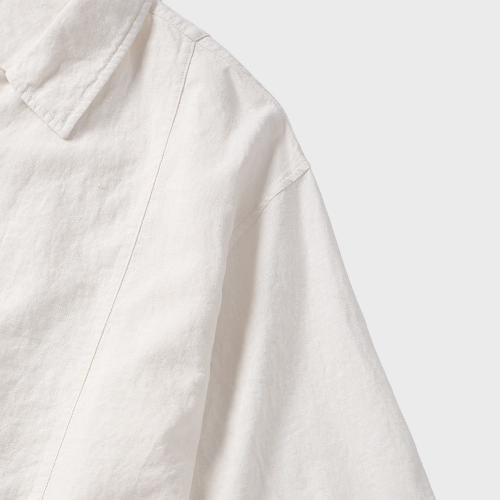 Non Blank Washed Linen HS Shirt_WHITE