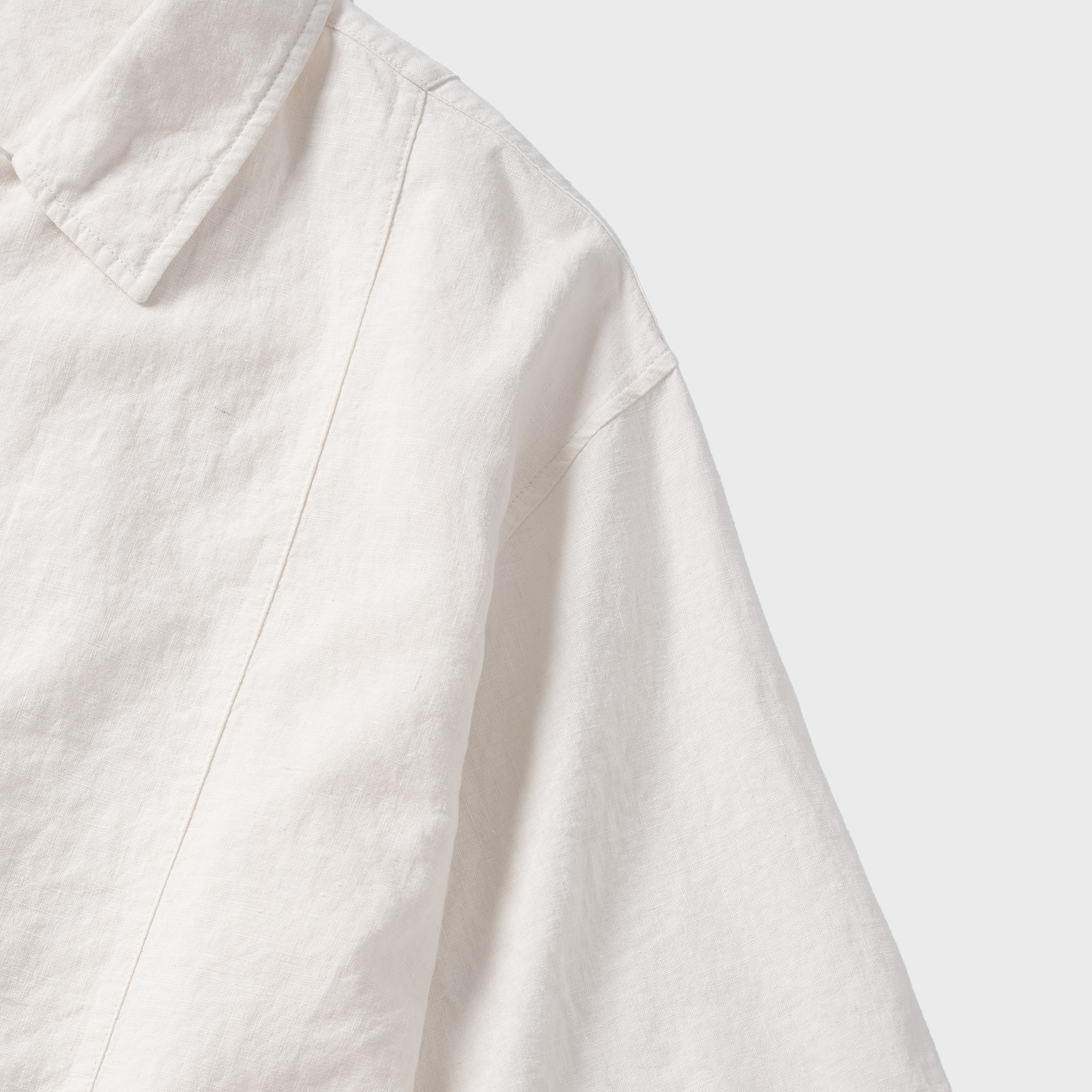 Non Blank Washed Linen HS Shirt_WHITE