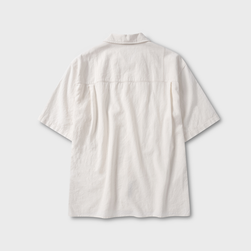 Non Blank Washed Linen HS Shirt_WHITE