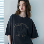 CPGN Kitten patch pigment short sleeve t-shirt smoke black