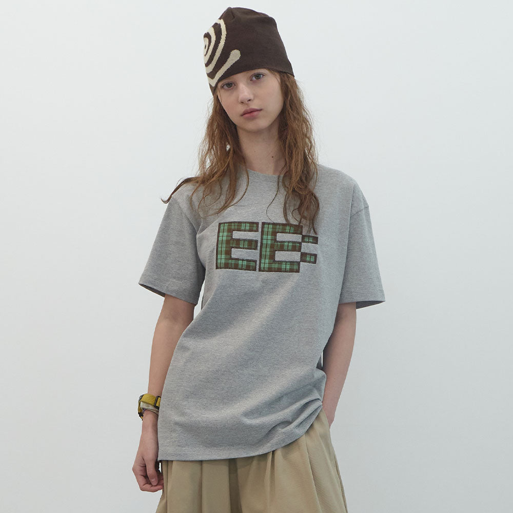 ENZO BLUES Pixel Logo Boxy T-Shirt (Grey)