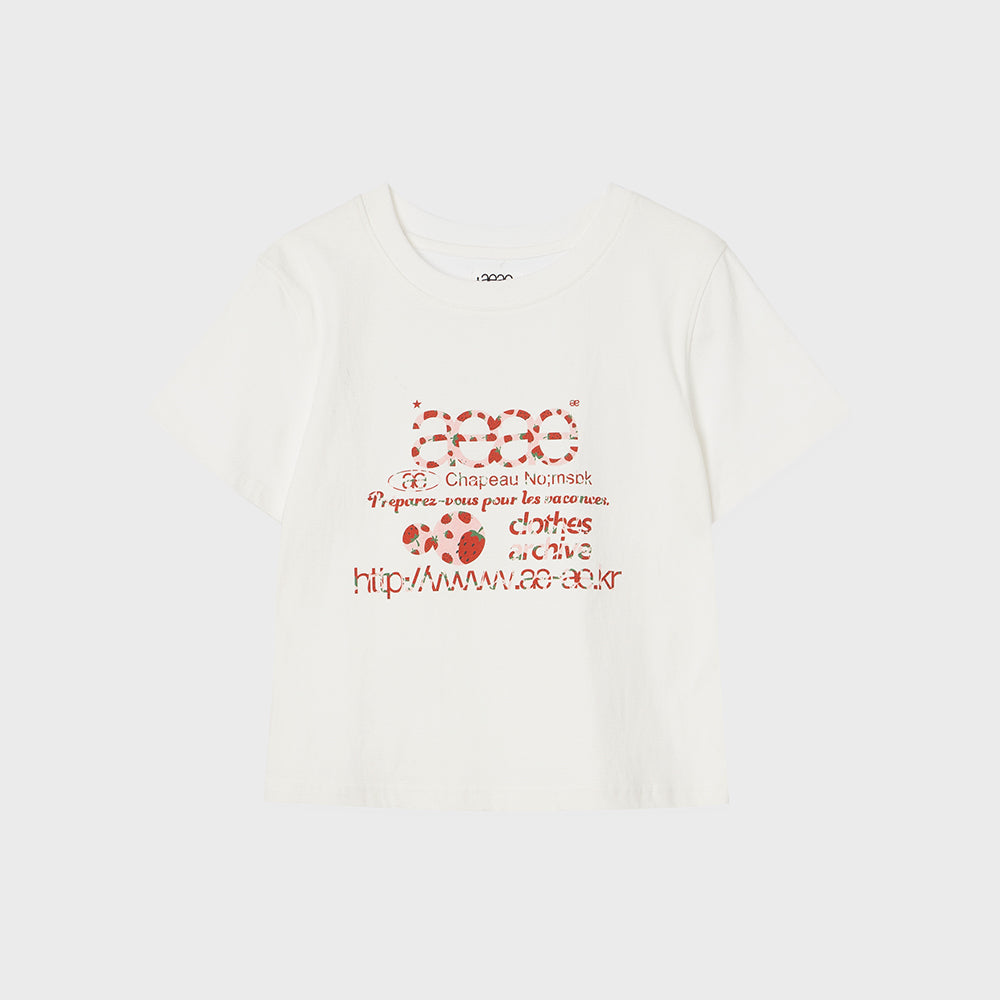 aeae WEB LOGO CROP T-SHIRTS [STRAWBERRY]