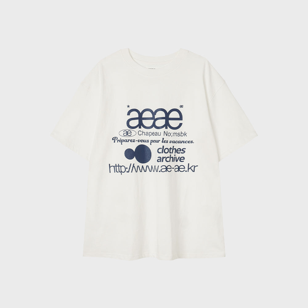 aeae WEB LOGO T-SHIRTS [WHITE/BLUE]
