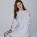 RONRON MINI POINT LABEL OVER FIT LONG SLEEVE WHITE