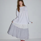 RONRON MINI POINT LABEL OVER FIT LONG SLEEVE WHITE