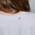 RONRON MINI POINT LABEL OVER FIT LONG SLEEVE WHITE