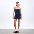 DAMSON MADDER (W) DEMI POINTELLE CAMI DRESS (NAVY/YELLOW)