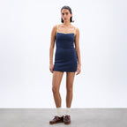 DAMSON MADDER (W) DEMI POINTELLE CAMI DRESS (NAVY/YELLOW)