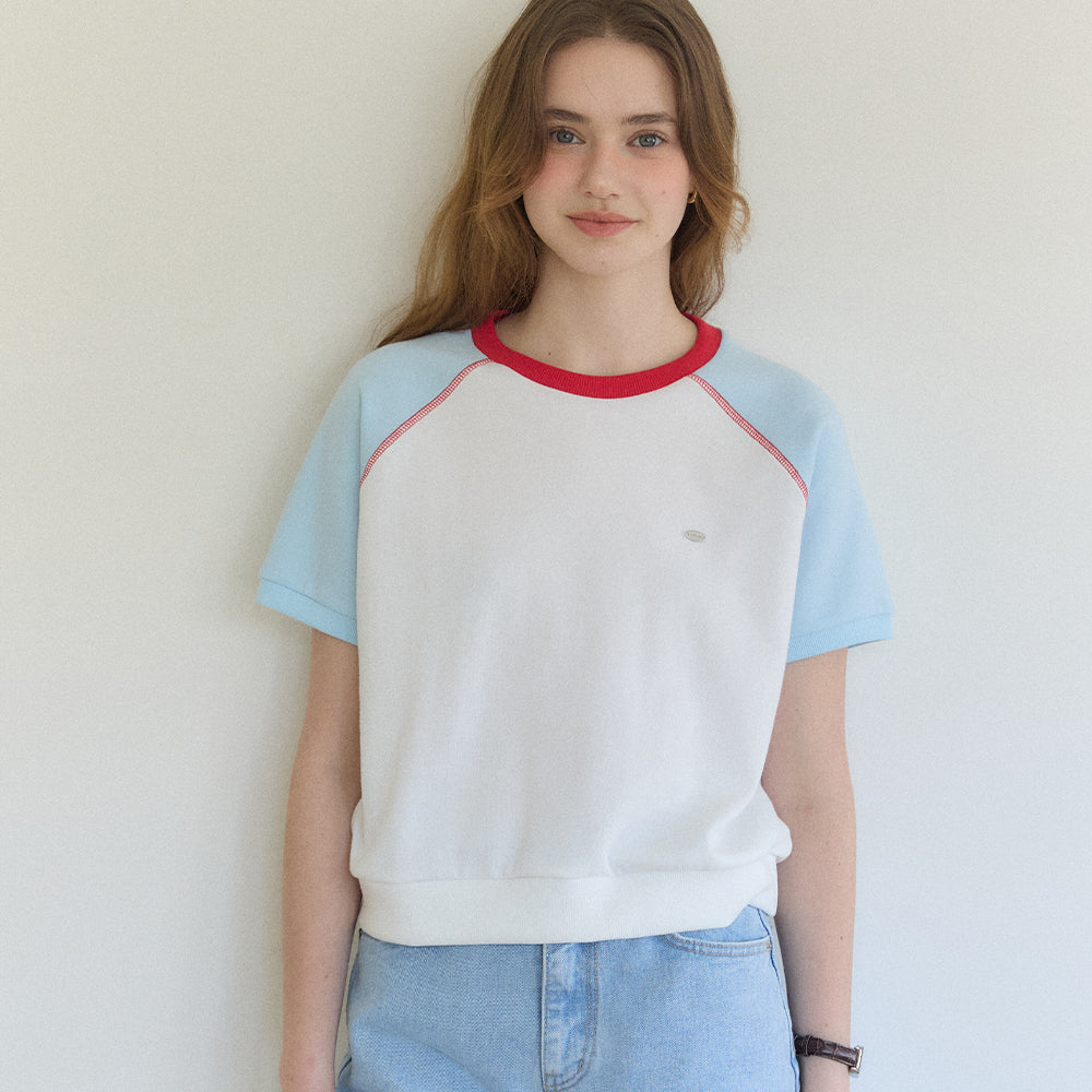OUR HOPE Tammy Half-Sleeve Sweatshirt - Sky blue