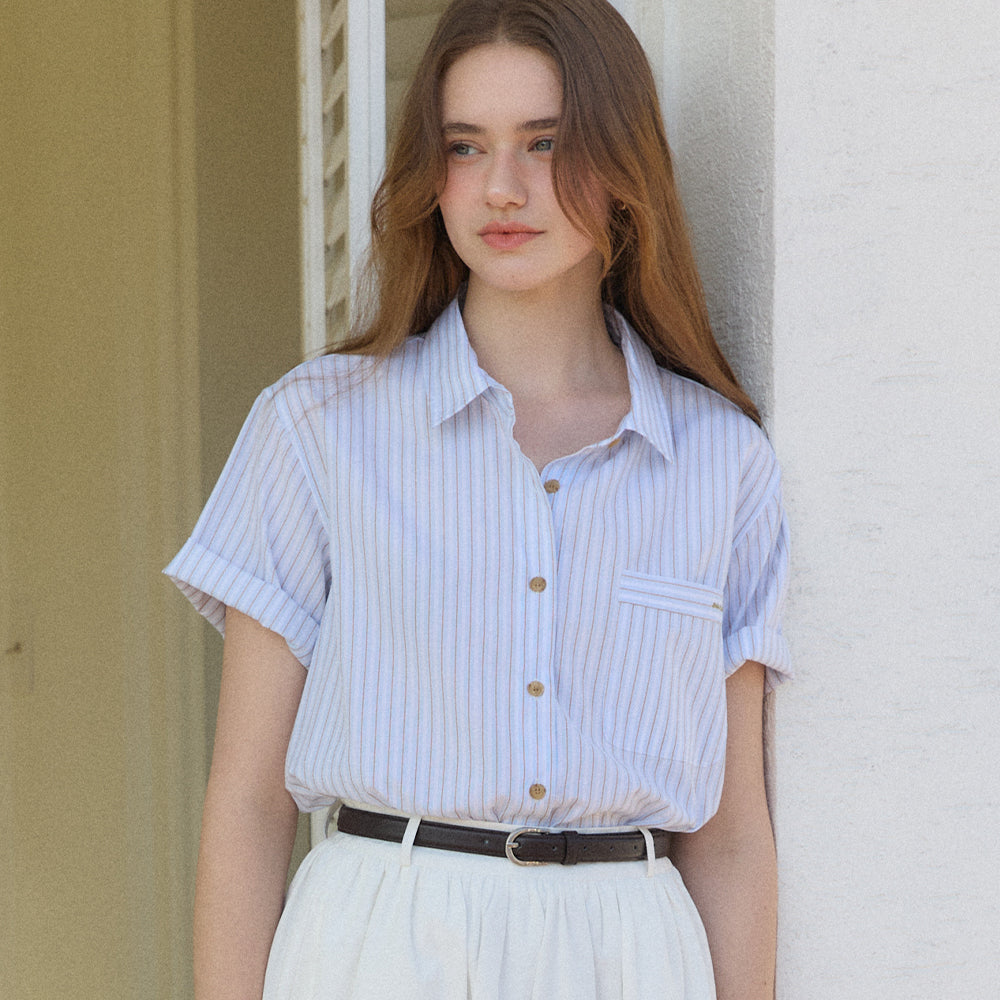 OUR HOPE Noah Stripe Shirt - Blue