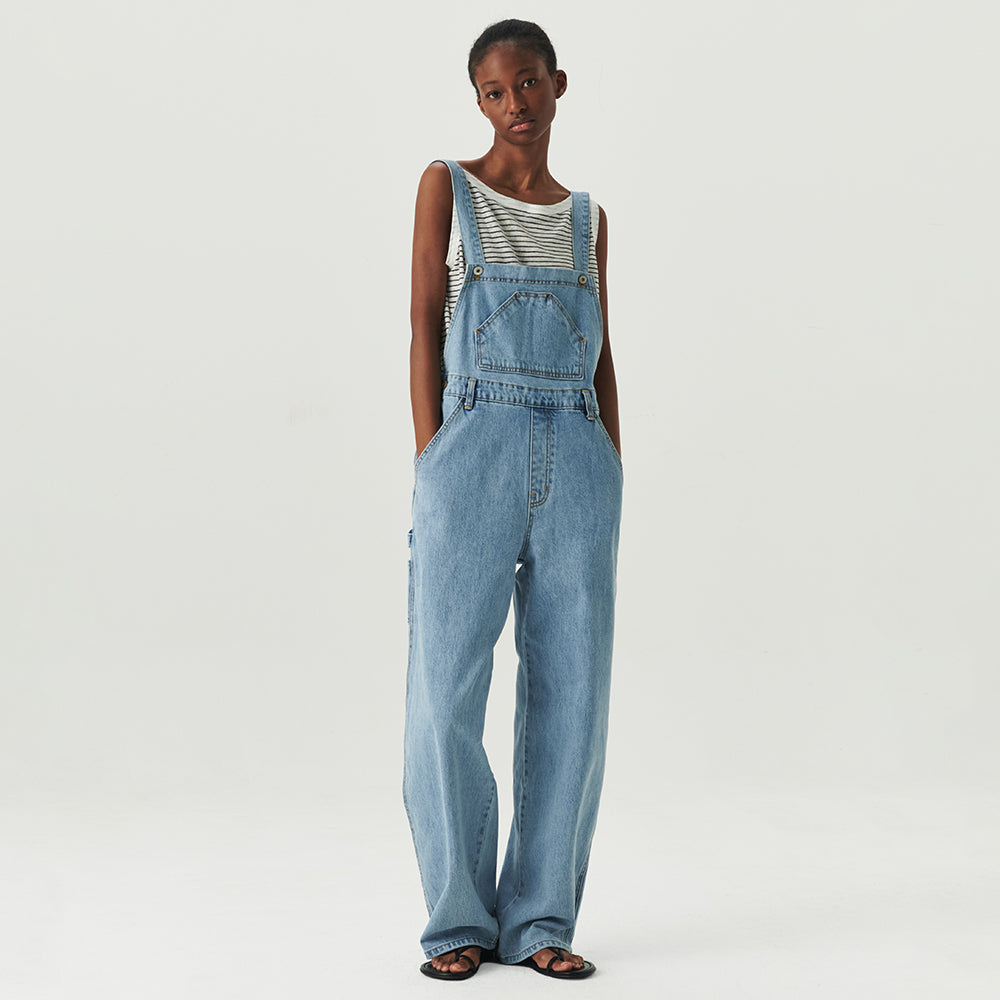 LEVAR LEVAR Wide Denim Overall - Light blue