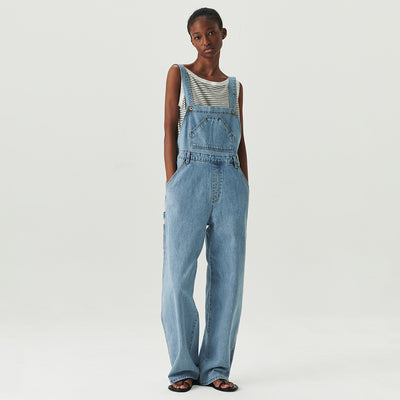LEVAR Wide Denim Overall - Light blue