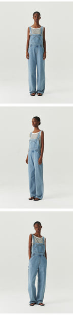 LEVAR LEVAR Wide Denim Overall - Light blue