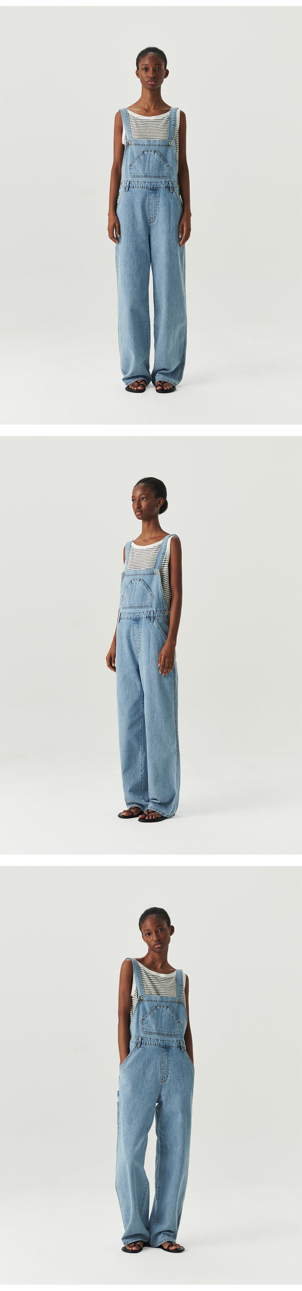 LEVAR LEVAR Wide Denim Overall - Light blue