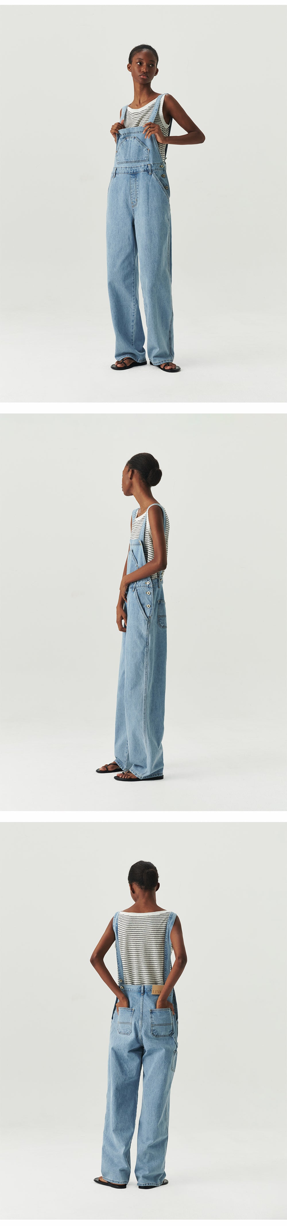 LEVAR LEVAR Wide Denim Overall - Light blue