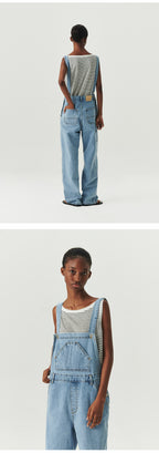 LEVAR LEVAR Wide Denim Overall - Light blue