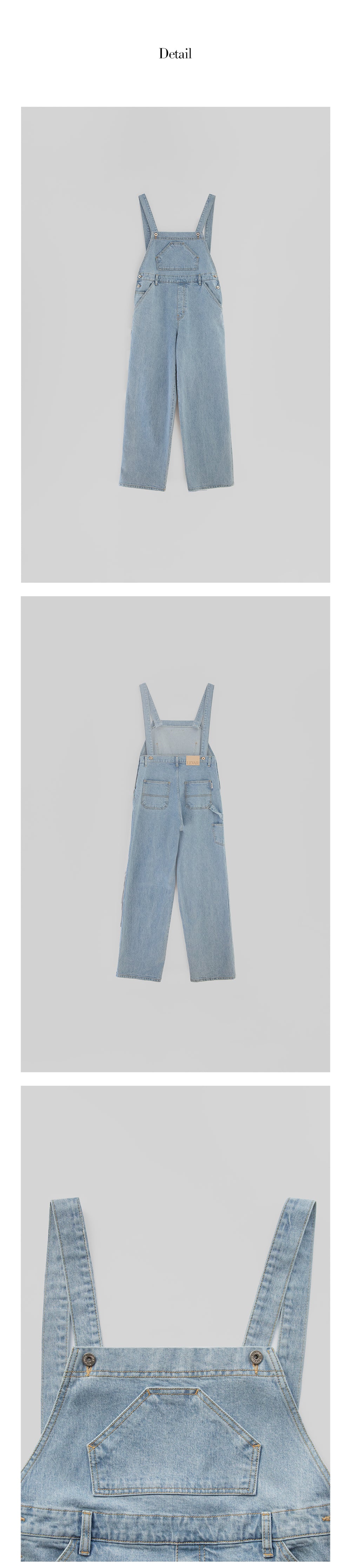 LEVAR LEVAR Wide Denim Overall - Light blue