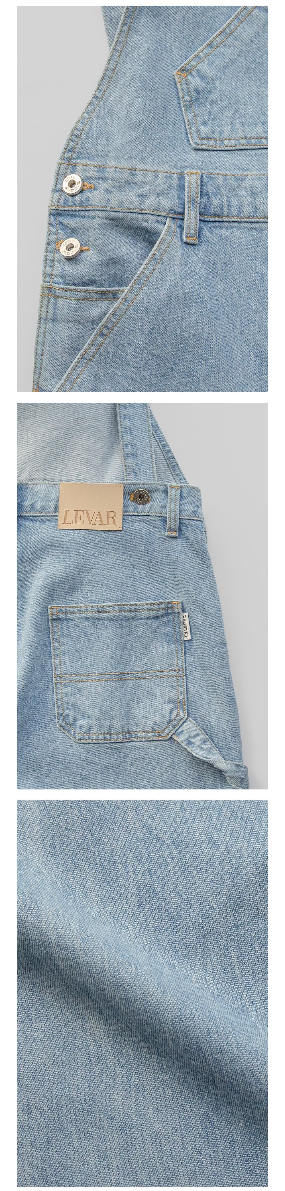 LEVAR LEVAR Wide Denim Overall - Light blue