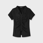 AVANDRESS V Shirring Collar Tee_4Colors