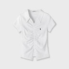 AVANDRESS V Shirring Collar Tee_4Colors