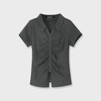 AVANDRESS V Shirring Collar Tee_4Colors