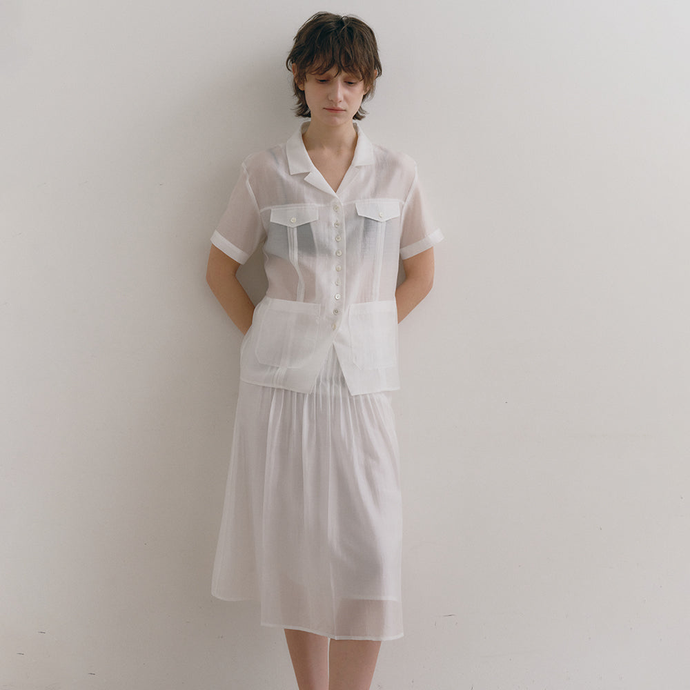 LOW TIDE SILKY HALF SLEEVE SHIRT [WHITE]