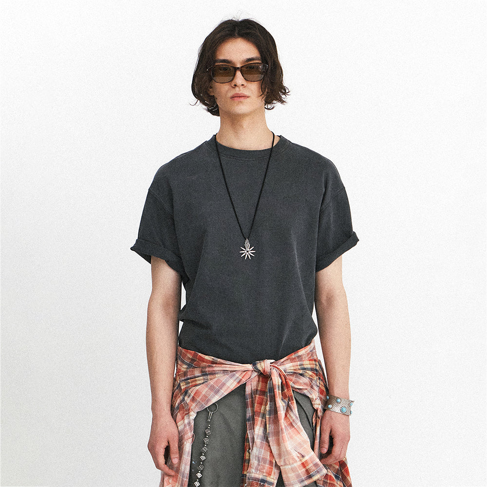 EASTLOGUE CUT OUT BOXY T-SHIRTS / CHARCOAL