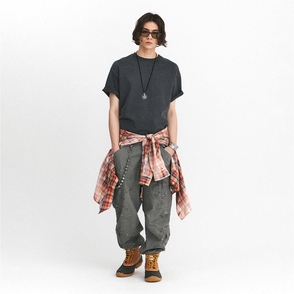 EASTLOGUE CUT OUT BOXY T-SHIRTS / CHARCOAL