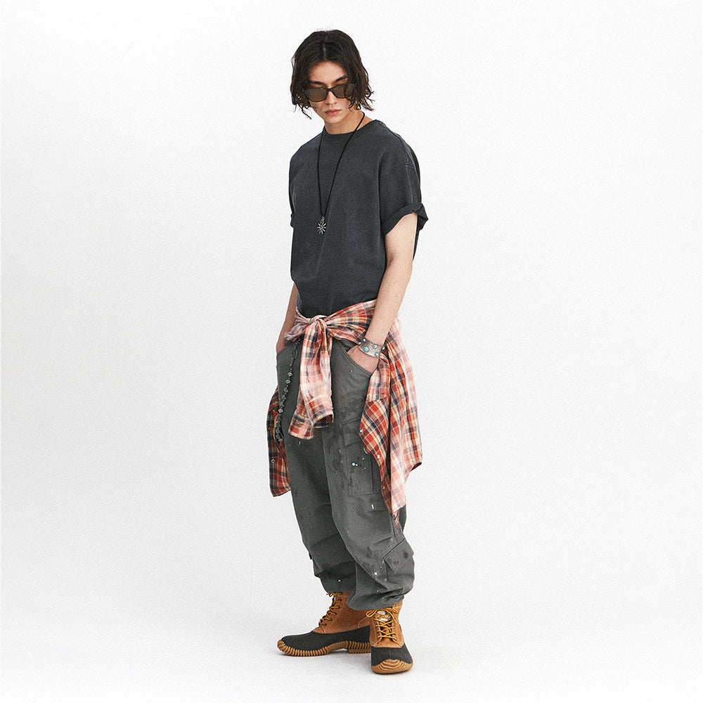 EASTLOGUE CUT OUT BOXY T-SHIRTS / CHARCOAL
