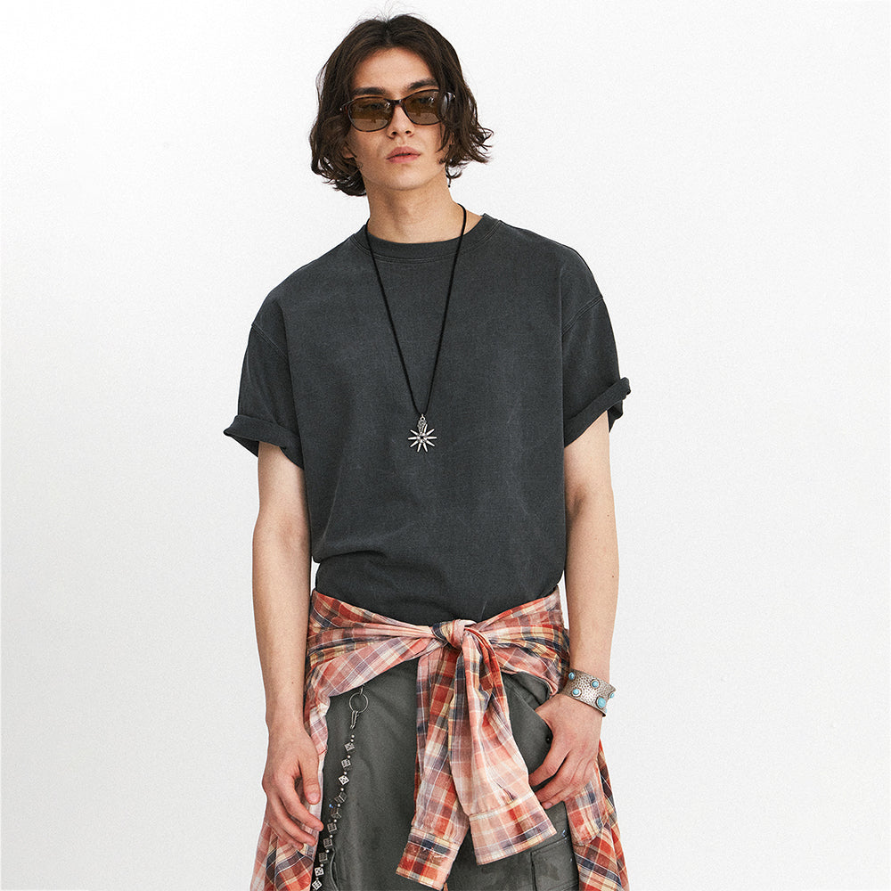 EASTLOGUE CUT OUT BOXY T-SHIRTS / CHARCOAL