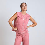 DAMSON MADDER (W) MARI GILET (RED GINGHAM)
