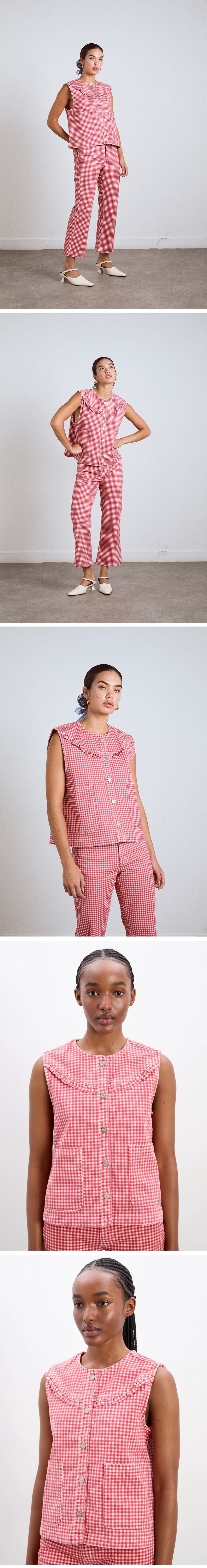 DAMSON MADDER (W) MARI GILET (RED GINGHAM)